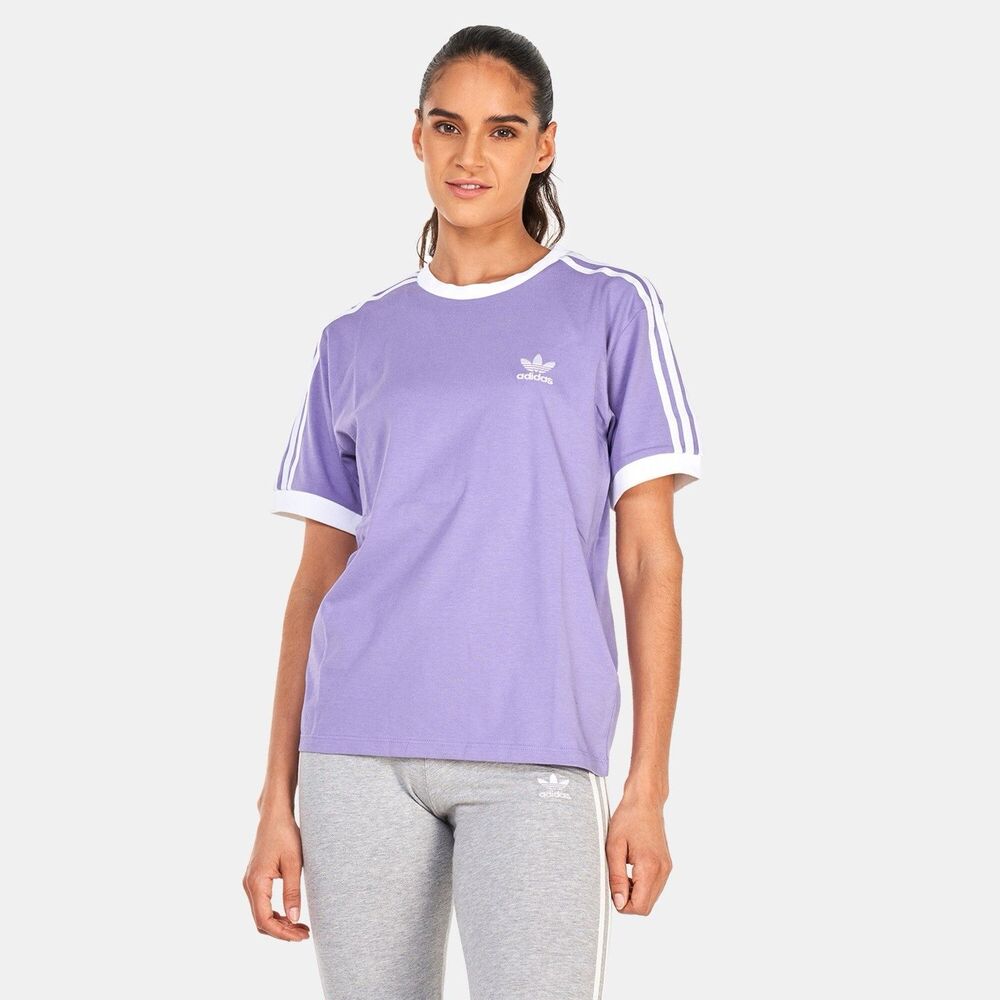 Adidas Adicolor Classic Three Stripes Tee Size Small Purple Casual Activewear
